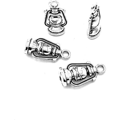 20pcs Old oil lamp charms pendant 20x10x6mm antique silver ornament accessories jewelry making craft base material