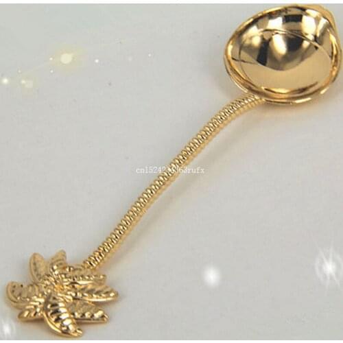 300 Pcs Coconut Tree Spoons Royal Style Metal Carved Coffee Spoons Desserts Tea Soup Spoon Kitchen Tea Scoop Tableware