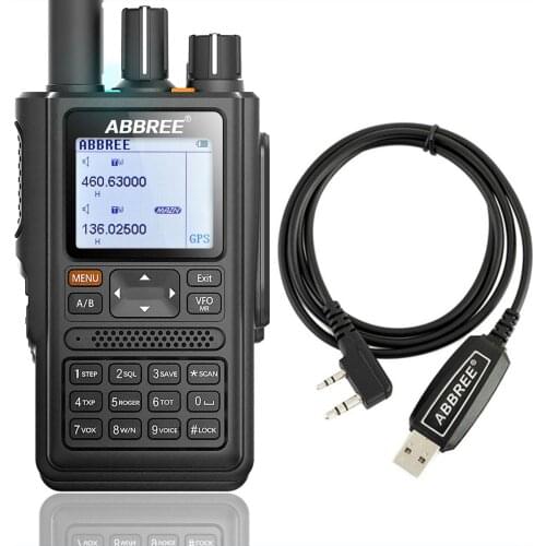 2021 ABBREE AR-F8 GPS high power Walkie Talkie All Bands(136-520MHz) Frequency/CTCSS Detection 1.77 LCD add programming cable