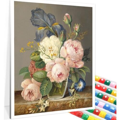 QIZITENG 5D Diy Peony Flower Diamond Mosaic Square/Round Rhinestone Embroidery Cross Stitch Kit Home Decoration Craft Gift