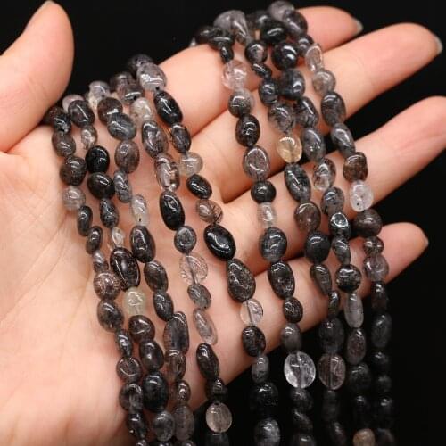 Natural Stone Bead Polish Black Rutilated Quartzs Beads for Trendy Jewelry Making Bracelet Necklace Accessories