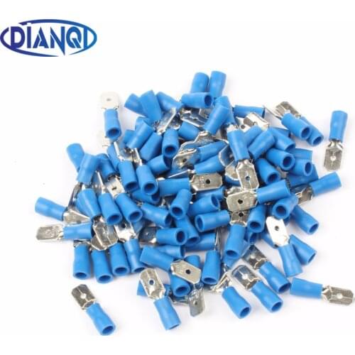 DIANQI MDD2-250 MDD2.5-250 male Insulated Spade Quick Connector Terminals Crimp Terminal AWG 100PCS/Pack MDD