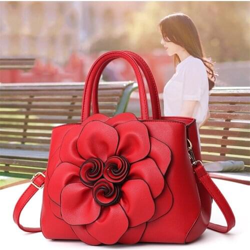 Floral Handbags Women Leather Handbag Black Shoulder Bag Large Capacity Crossbody Bag For Girls Purse And Handbag