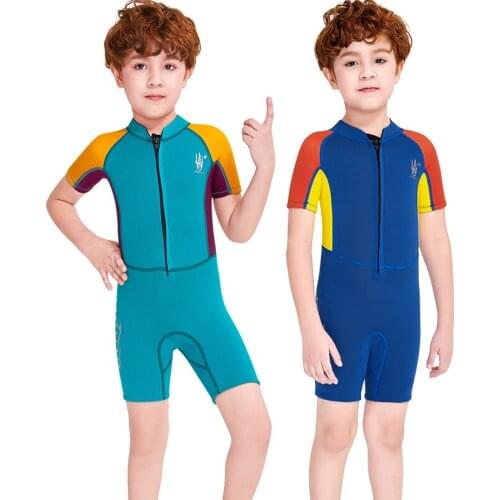 Kids Colorful Neoprene Wetsuit Short Jellyfish Swimsuits For Boys Children Surfing Scuba Diving Suit 2.5mm Keep Warm