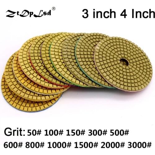 ZtDpLsd 3"/4" Dry Polish Pads Sanding Disc Marble Granite Polisher Flexible Stone Ceramic Tile Bond Fade Sander Grind Hand Tools