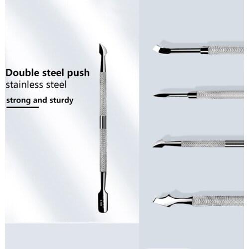 Double-ended Stainless Steel Dead Push Nail File Skin Remover Manicure Cleaner Pedicure Cuticle Scissors Nails Accessories Tool