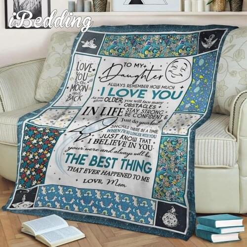 To My Daughter Message Letter Flannel Blanket The Soft Warm Blanket for Home Decoration Thrown on The Sleeping Sofa Dropshipping