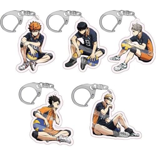 Haikyuu! Karasuno Nekoma Anime Karasuno High School Doomed Battle Acrylic Keychain For Men Keyring Haikyuu Key Chains