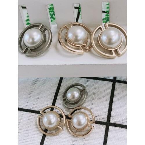 Faux Pearl Gold Metal Fashion Coat Buttons For Clothing Vintage Sweater Decorative Buttons Handmade Sewing Accessories Wholesale