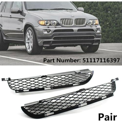JanDeNing 2PCS Car Front Upper Bumper Outlet Mesh Lower Grille Grill Fit For BMW X5 E53 2003-2006 Facelift