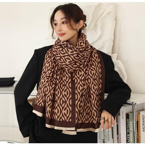 Cashmere Scarf Women Luxury Brand Letter Print Wild Long Double-Sided Imitation Winter Sjaal Dames Warm Shawl Scarf Cachecol