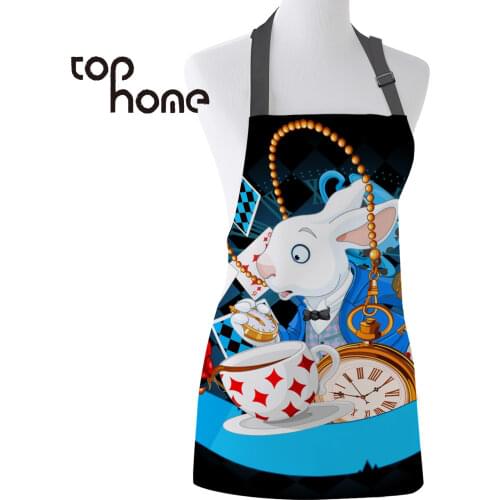 Tophome Kitchen Apron Alice In Wonderland Poker Adjustable Sleeveless Canvas Aprons for Men Women Kids Home Cleaning Tools