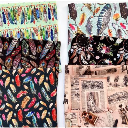 Dream catcher starry peacock feather Cotton Polyester Cotton Material Patchwork Sewing Quilting Fabrics Needlework DIY Cloth