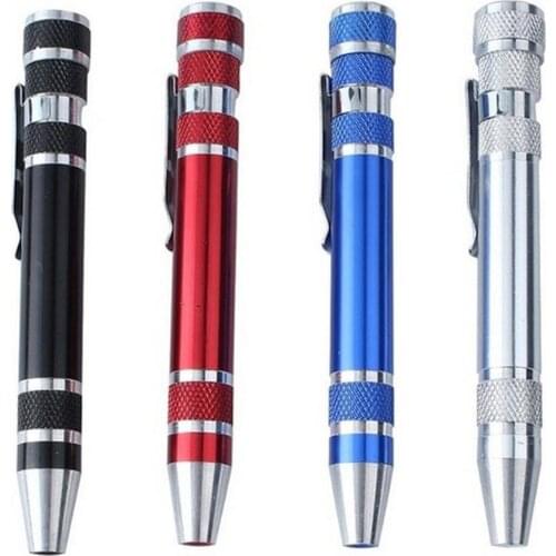 Multifunction 8 In 1 Mini Aluminum Precision Pen Screw Driver Screwdriver Set Repair Toolsfor Cell Phone Hand tool