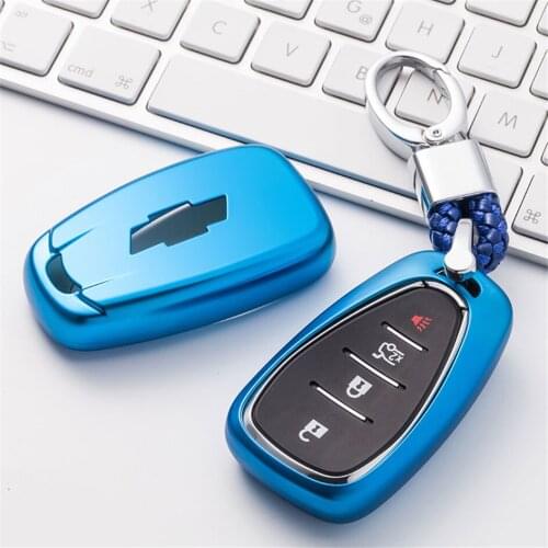 Soft TPU Car Key Cover Case Shell Fob Chevrolet Key Remote Cover Chevy Camaro Cruze Malibu 2017 Hand-woven Keychain Keyring