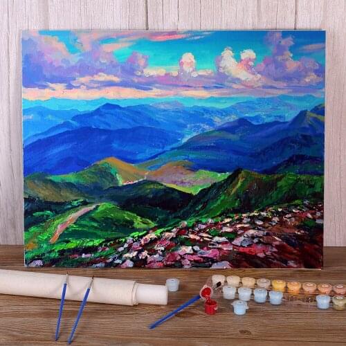 Landscape At The Top Coloring By Numbers Painting Complete Kit Acrylic Paints 50*70 Boards By Numbers Wall Handicraft