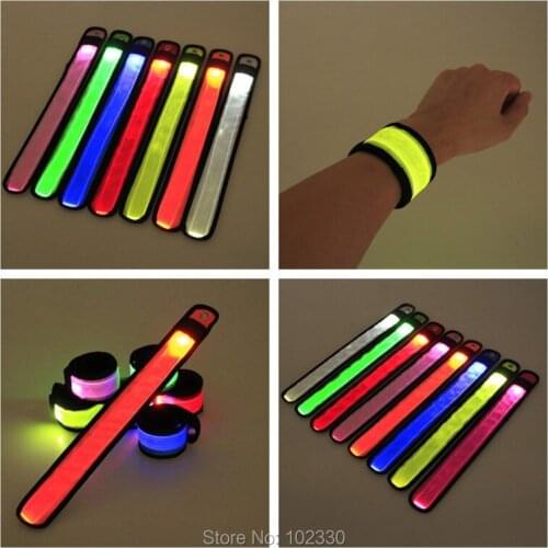 Nylon LED Sports Slap Wrist Strap Bands Wristband Light Flash Bracelet Glowing Armband Flare Strap For Party Concert ZA1136