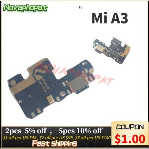 Novaphopat For Xiaomi Mi A3 USB Dock Charging Charger Port Connect Connector Flex Cable Mic Microphone Board +tracking