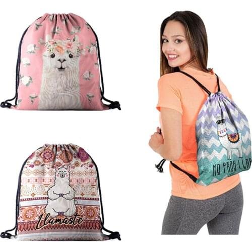 2021 New Fashion Womens Backpack Alpaca Bundle Pocket Oxford 3D Digital Printing Popular Storage Bag SKD001