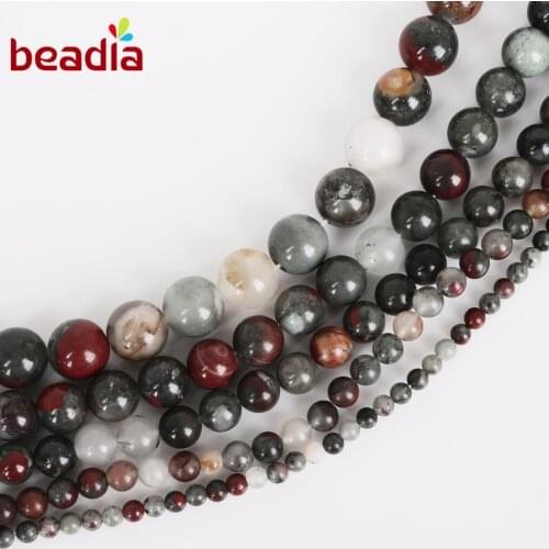 Wholesale 4mm 6mm 8mm 10mm 12mm Round Shape Natural Bloodstone Stone Loose Beads Strand 15'' DIY Jewelry Bracelet Neckalce Craft