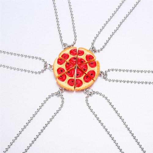 Best Friends Forever Necklace 6 PCS In 1 Set Tomato Pizza Necklace or Keychian Bff Friendship Best Gifts for Friends