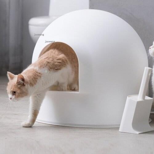 Front-entry Plastic Cats Toilet Fully Enclosed Cat Bedpans Odor-resistant Kitten Litter Box Anti-splashing Pet Training Products