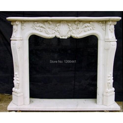 Carved stone fireplace mantel custom made classic French style marble carving