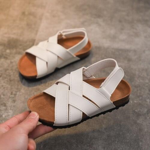 Summer Rubber Boy Girls Leather Sandals for Children Beach Shoes Pu Leather Kid Sports Soft Non-slip Casual Toddler Baby Sandals