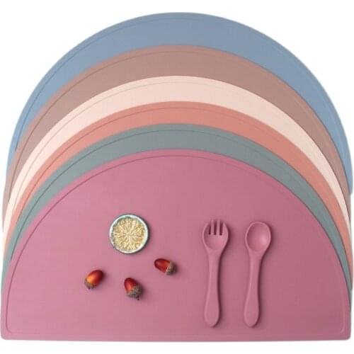 Silicone Round Placemat Kids Plate Mat Food Grade Silicone Table Pad Waterproof heat insulation Kitchen gadget Easy Cleaning