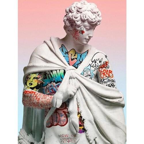 Vaporwave Sculpture Of David Art print Silk poster Home Wall Decor
