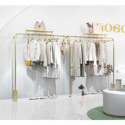 Clothing store display rack stainless steel light luxury womens clothing rack mens clothing store clothes display rack