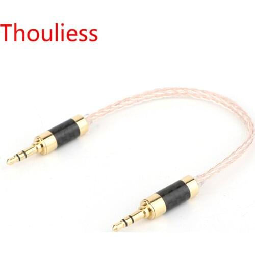 Thouliess 3.5mm Stereo 3pole Male to Male OCC Single Crystal Copper Silver Mixed Audio Adapter Cable for Amplifier Player