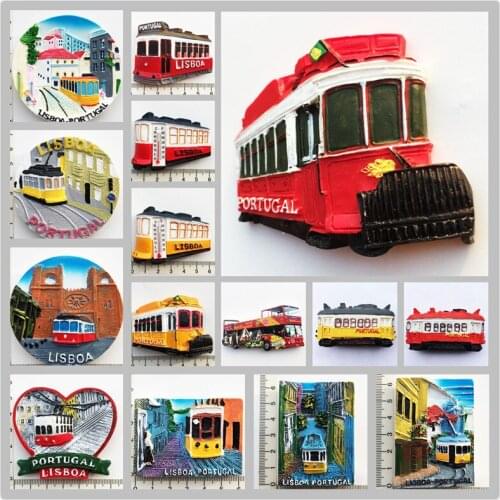 Portugal Tramcar Tourist Souvenir Fridge Magnets Decoration Articles Handicraft Magnetic Refrigerator Collector Collection Gifts