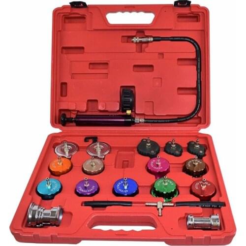 21PCS Universal Automotive Radiator Pressure Tester Kit Car Leak Detector tool Auto Cooling System Coolant Vacuum Purge