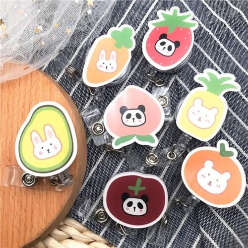 New Cute Fruits Avocado Strawberry Retractable Pull Badge Reel ID Lanyard Student Name Tag Card Badge Holder Reels For KIDS