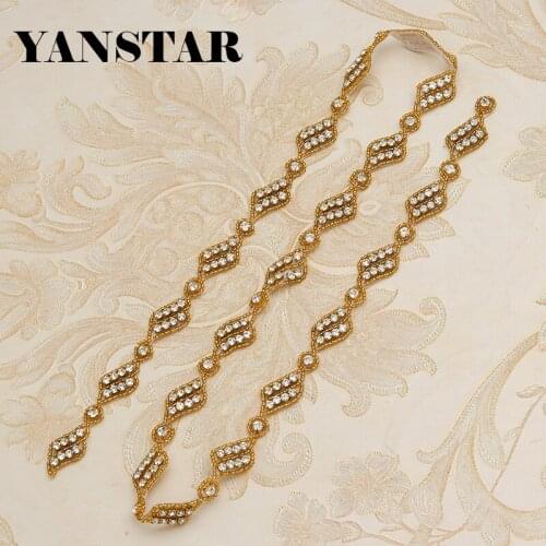 YANSTAR (30Yards) Wholesale Handmade Wedding Dress Belts Crystal Rhinestones Appliques Accessory Sewing On Bridal Sash YS881