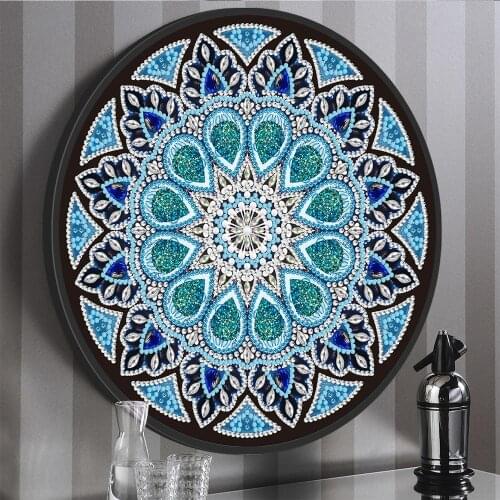 HeeBenor Factory Store Round Framed Diamond Painting Tassel Painting Mural Full Partial Mandala Diamond Mosaic With Frame