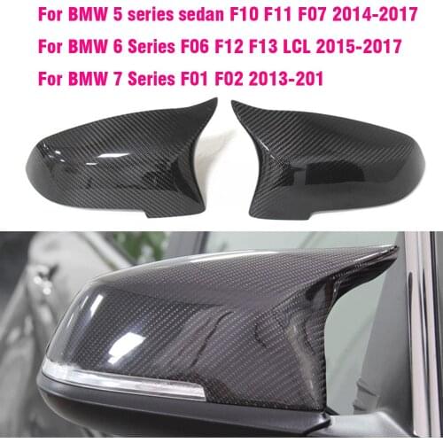Rearview MirrorCovers for Bmw 5 Series F10 F11 Lci 2014-2017 Caps Replacement Side Rear-View Carbon Fiber Gloss Black
