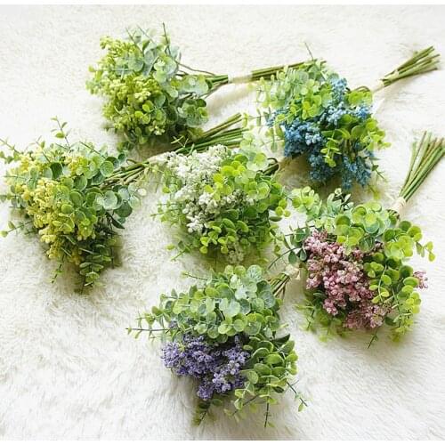 1Bouquet Artificial Vanilla Fruit Eucalyptus Leaves Wedding Party Home Art Decor