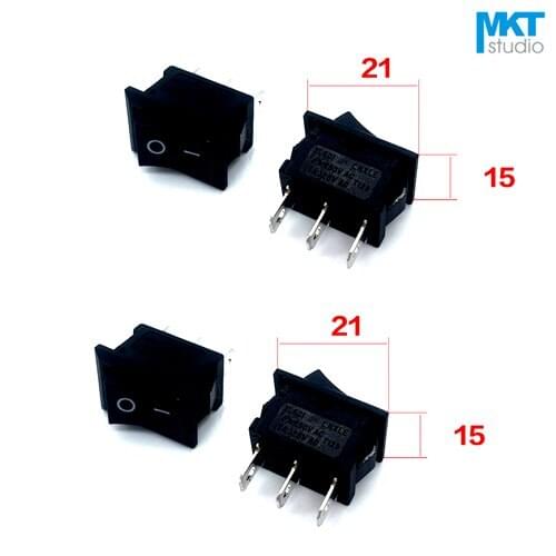 10Pcs Sample Black 21*15mm 3P 3 Pins 2 Positions SPDT Miniature Electrical Rocker Switch