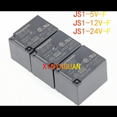 10Pcs original power relay JS1-5V-F AJS1319F JS1-12V-F AJS1311F JS1-24V-F AJS1312F 5pin 10A125V can replace G5LA-14 DC5V 12V 24V