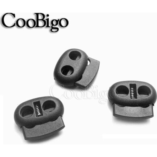 25pcs Plastic Black Bean Cord Lock Ends Toggles Clip Stoppers for Paracord Elastic Cord Lanyard Rope Garment Accessories