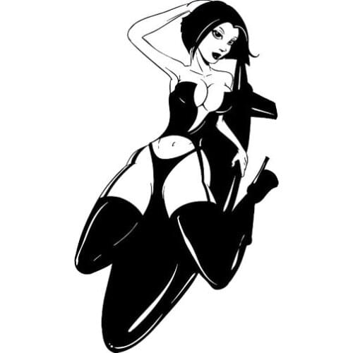 8.5*14.5CM Missile Sexy Girl Fashion Black/Silver Car Sticker Good Design Covering The Body Vinyl Decals C20-0240