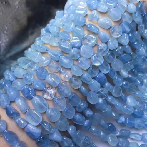 Aquamarine Amazon Sapphire Tourmaline Strawberry Crystal 8-9mm Gemstone Beads smooth irregular for Jewelry Making DIY 15inch