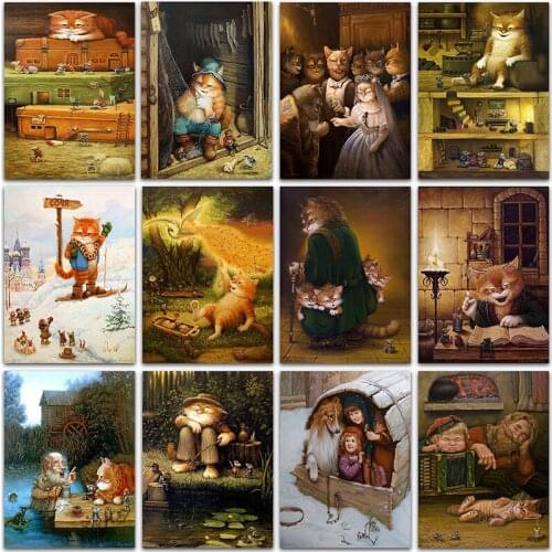5D DIY Diamond Painting Cartoon animal Cat art Full Square&Round Diamond embroidery Cross stitch Diamond mosaic paint home decor