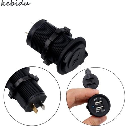 Kebidu Dual USB Port Car Charger Socket Plug Cigarette Lighter Outlet 12V For Auto Boat Waterproof Mobile Phone Charging Adapter