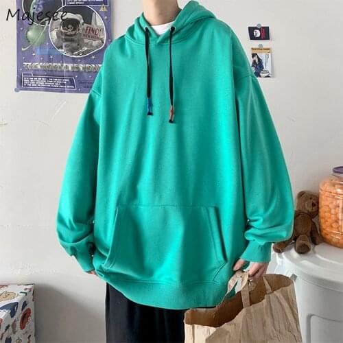 Basic Hoodies Men Warm Spring Plus Size S-3XL Couples Solid Oversize Baggy Hooded Sweatshirts Homme Popular Teen Boys Simple Ins
