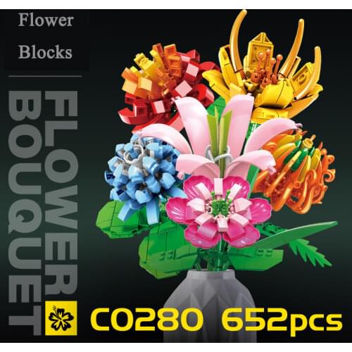 Bouquet Building Blocks Home Decoration Plant Bonsai Romantic Flower Build Model Assembling Bricks Girl Toy Set Holiday Gift