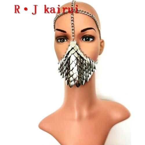 New Style RJFS04 Fashion Women Silvercolour Fish Scale Head Chains Jewelry Unique Fish Scale Head Jewelry Silver Colors