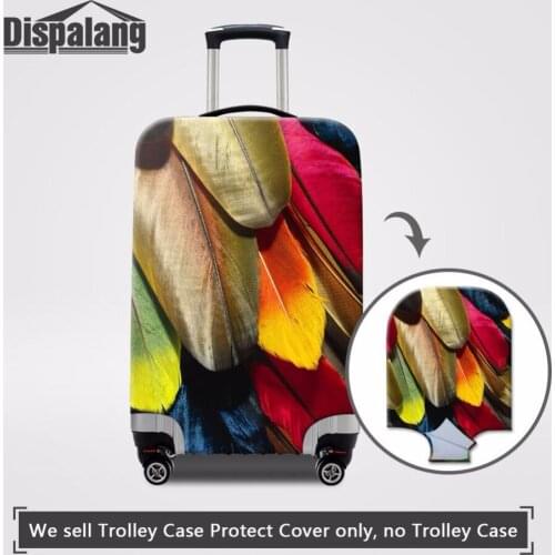 Dispalang Fashion Women Luggage Protective Cover Colorful Feather Pattern Trolley Suitcase Cover Waterproof Travel Accessories